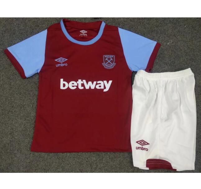 West Ham United Kids Home Soccer Kits Shirt With Shorts 2020/21