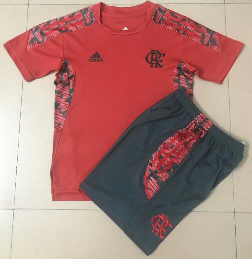 2021/22 Kids Flamengo Red Training Kits Shirt With Shorts