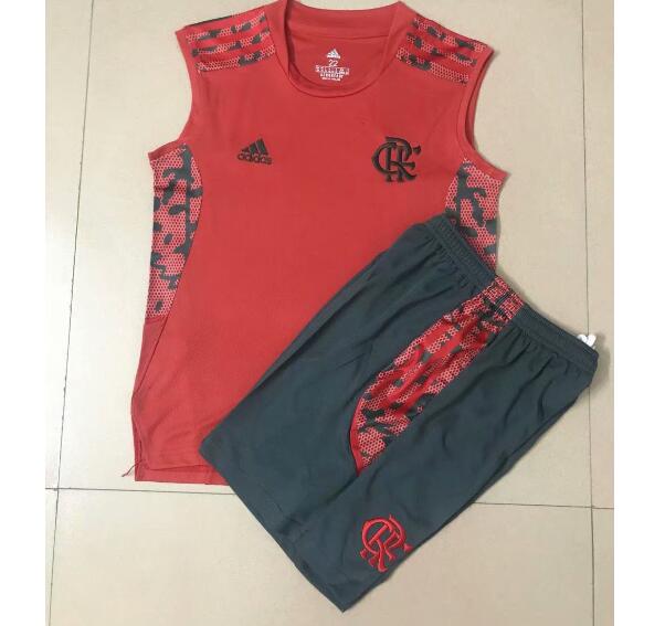 2021/22 Kids Flamengo Red Vest Training Kits Shirt With Shorts