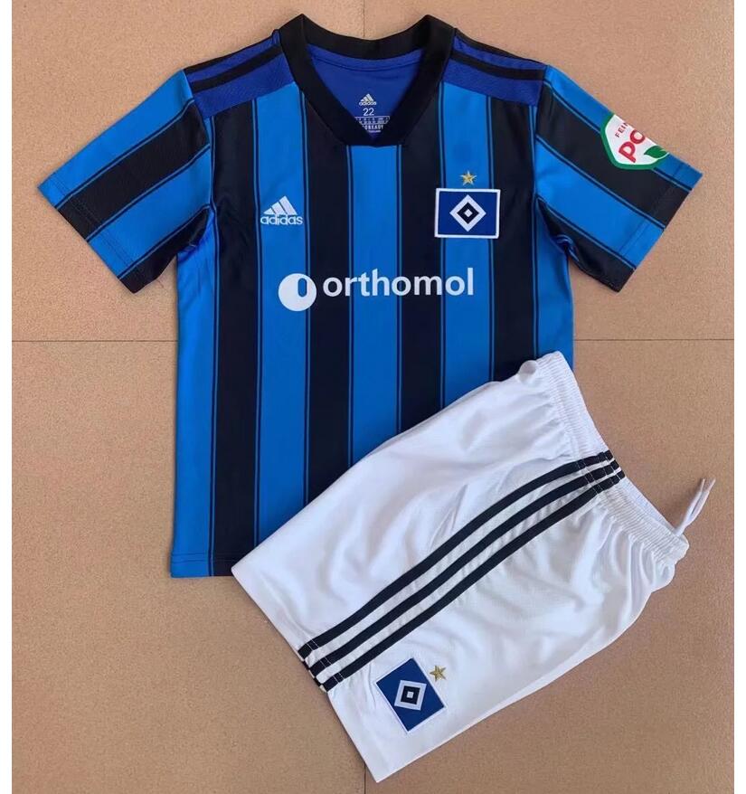 2021/22 Hamburger SV Kids Home Soccer Kits Shirt With Shorts