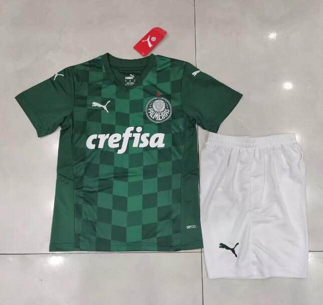 Kids Sociedade Esportiva Palmeiras 2021/22 Home Soccer Kits Shirt With Shorts