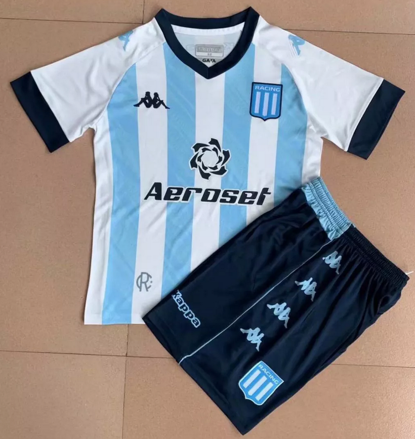 Kids Racing Club de Avellaneda 2021/22 Home Soccer Kits Shirt With Shorts