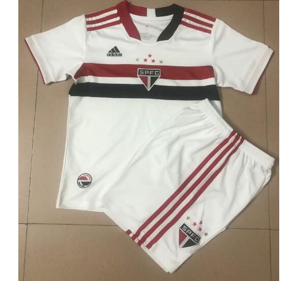 Kids Sao Paulo 2021/22 Home Soccer Kits Shirt With Shorts