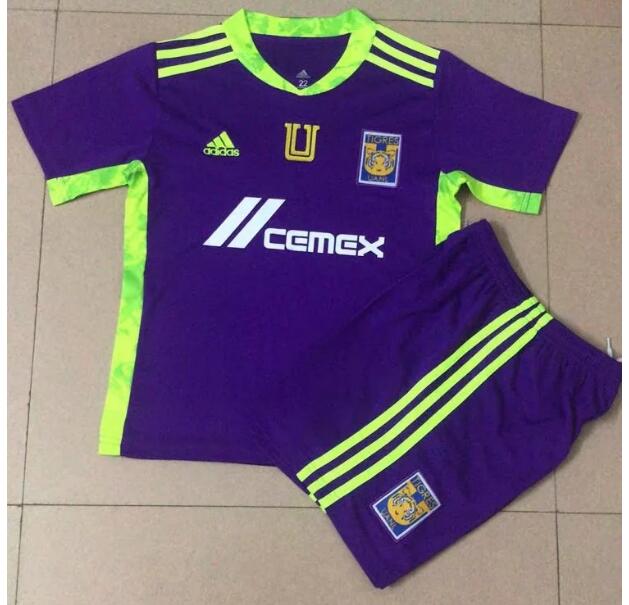 Kids Tigres UANL 2021/22 Purple Goalkeeper Soccer Kits Shirt With Shorts