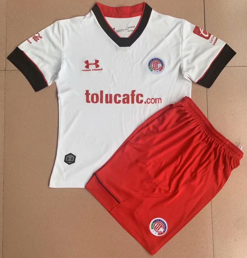 Kids Deportivo Toluca 2021/22 Away Soccer Kits Shirt With Shorts