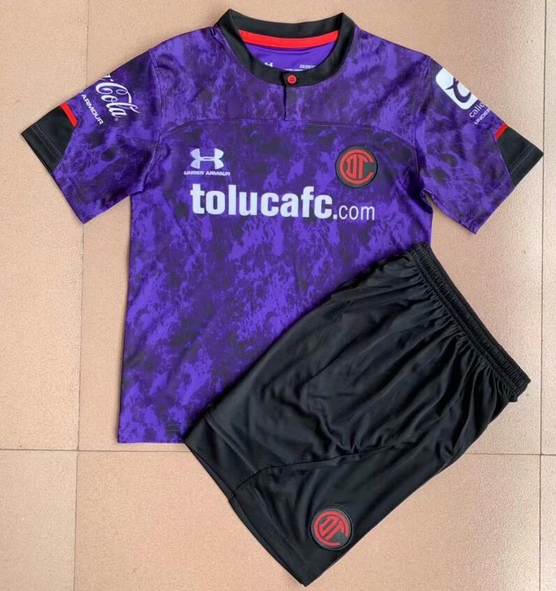 Kids Deportivo Toluca 2021/22 Third Away Soccer Kits Shirt With Shorts