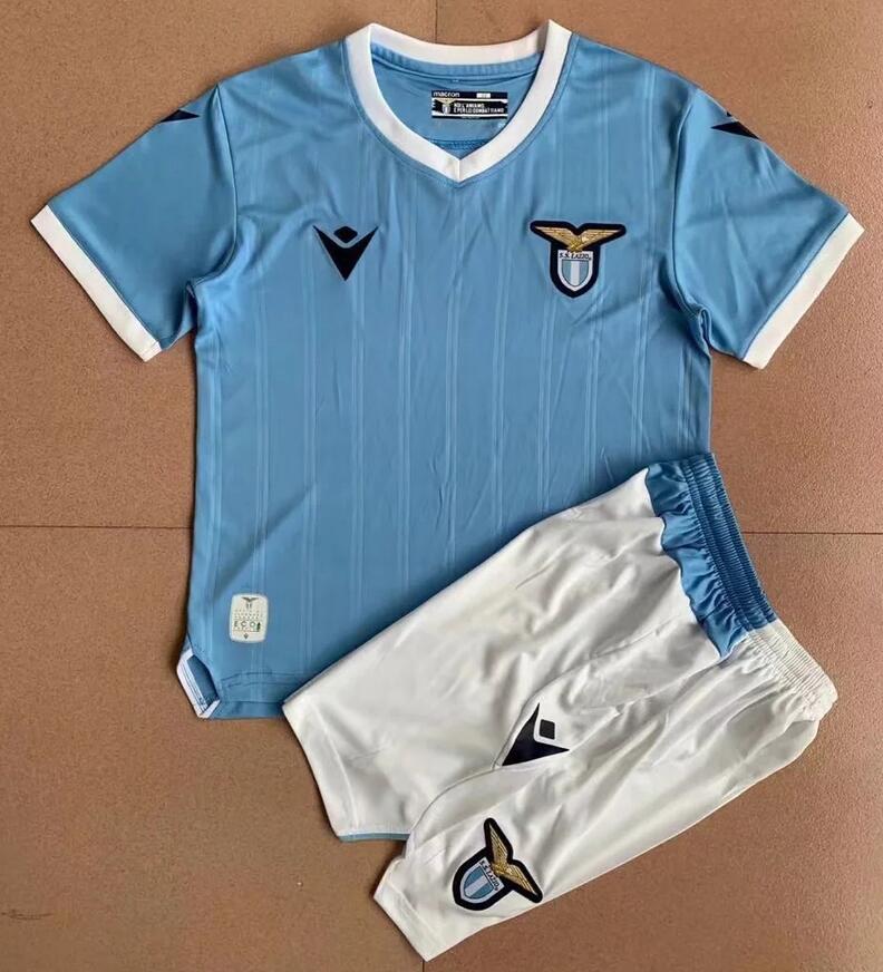 Kids Lazio 2021/22 Home Soccer Kits Shirt With Shorts