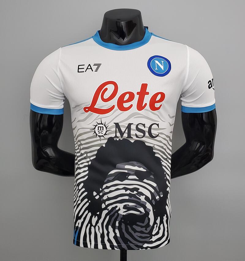 2021/22 Napoli Maglia Gara Maradona Special White Soccer Jersey Shirt Player Version