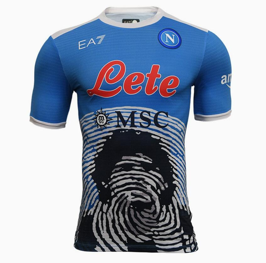 2021/22 Napoli Maglia Gara Maradona Special Blue Soccer Jersey Shirt