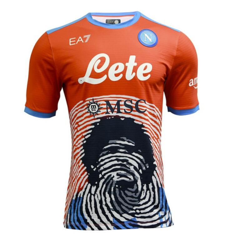 2021/22 Napoli Maglia Gara Maradona Special Orange Soccer Jersey Shirt