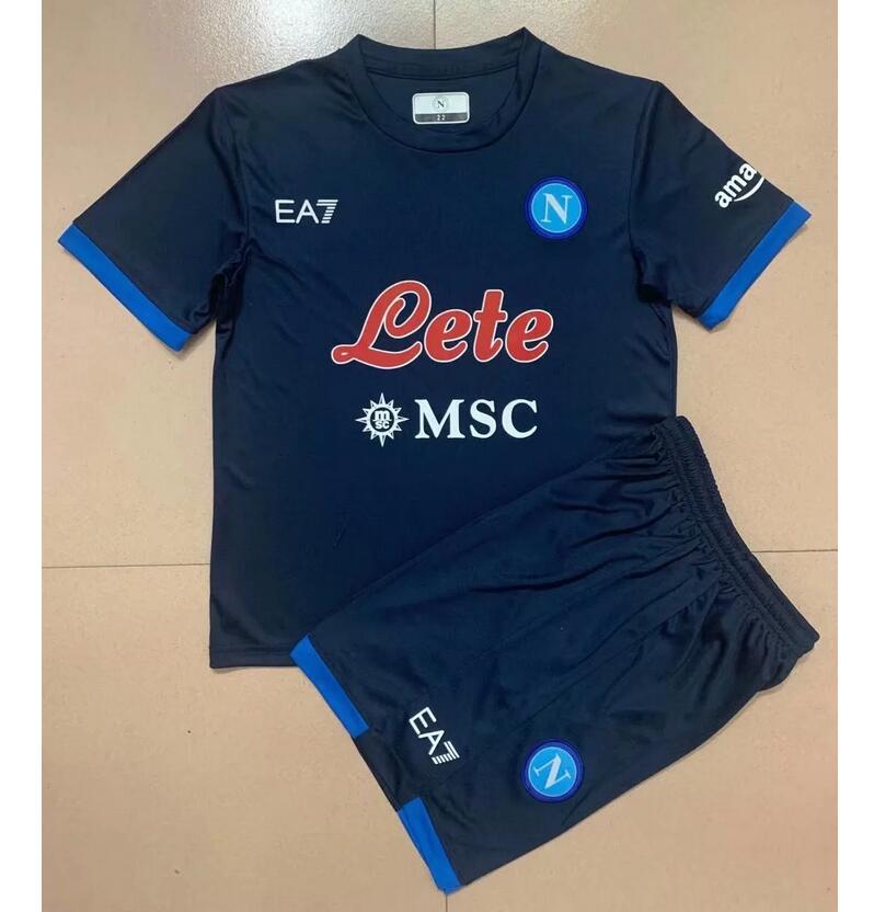 Kids Napoli 2021/22 Navy Maglia Gara Training Kits Shirt With Shorts