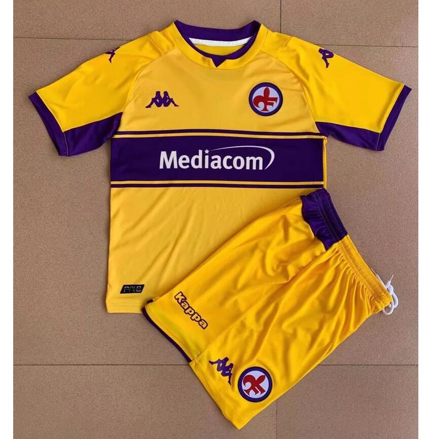 Kids Fiorentina 2021/22 Third Away Maglia Gara Soccer Kits Shirt With Shorts