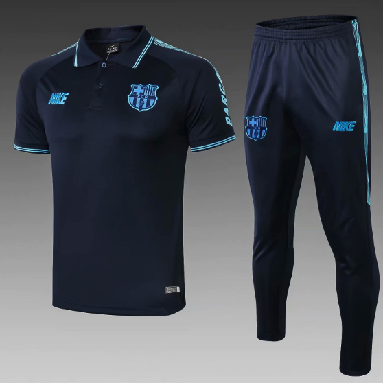 Barcelona Royal Blue Polo Kits Shirt + Pants 2019/20