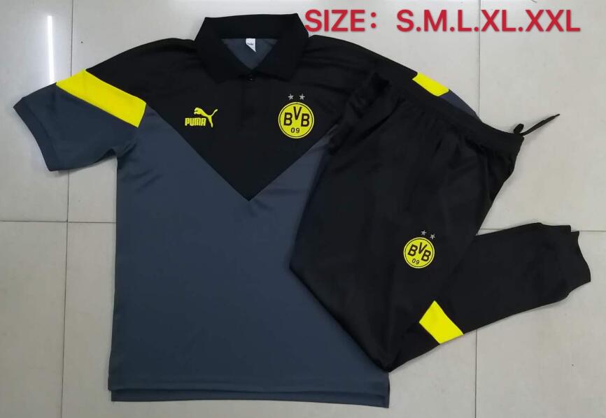 Dortmund Gray Polo Kits Shirt + Pants 2020/21