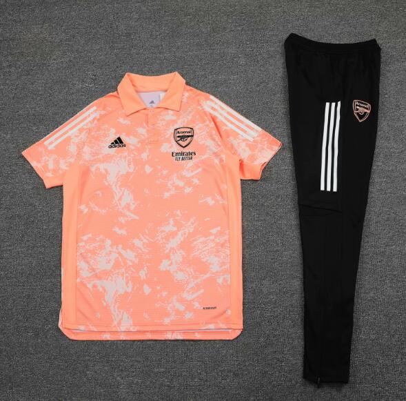 Arsenal Pink White Polo Kits Shirt + Pants 2020/21