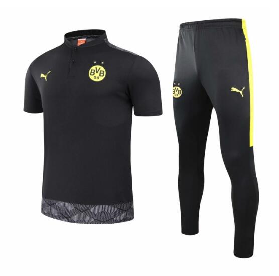 Dortmund Black Polo Kits Shirt + Pants 2020/21