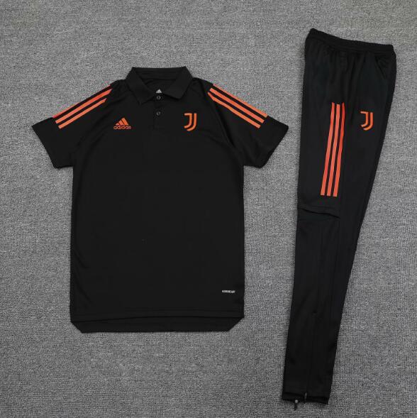 Juventus Black Polo Kits Shirt + Pants 2020/21