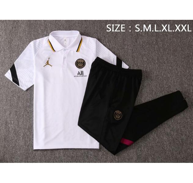 PSG Jordan White Polo Kits Shirt + Pants 2020/21