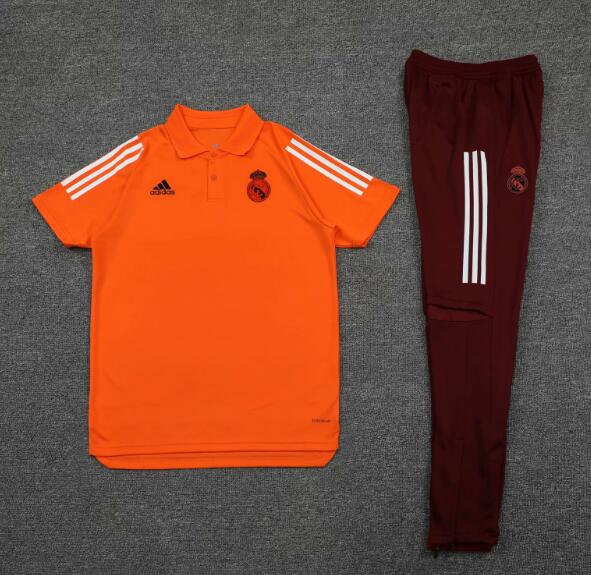 Real Madrid All Orange Polo Kits Shirt + Pants 2020/21