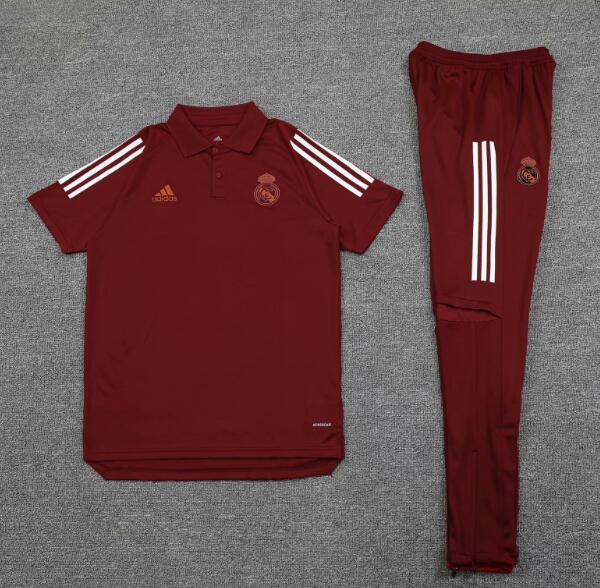 Real Madrid All Red Polo Kits Shirt + Pants 2020/21