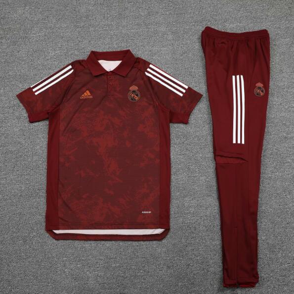 Real Madrid Red Polo Kits Shirt + Pants 2020/21