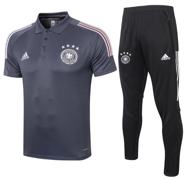 2020 Germany Grey Polo Kits Shirt + Pants