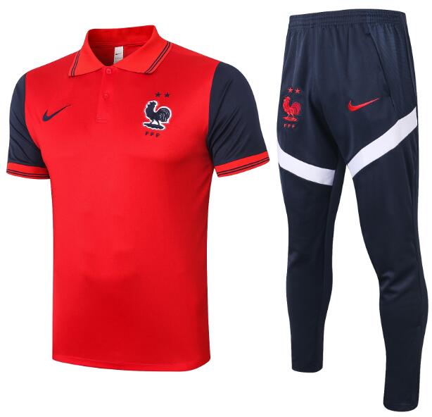 2020 France Red Polo Kits Shirt + Pants