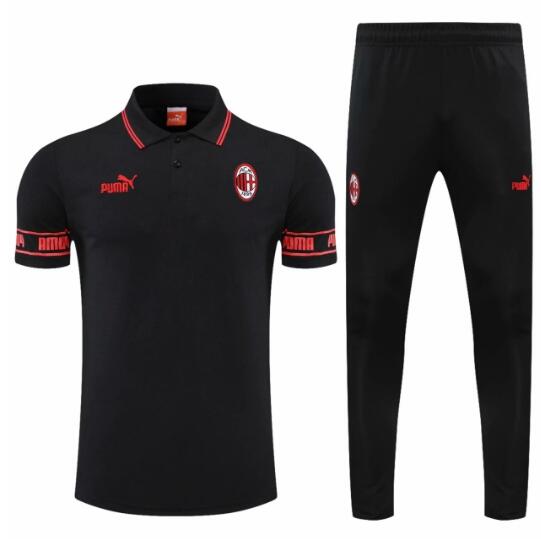 2021/22 AC Milan Black Polo Kits Shirt + Pants