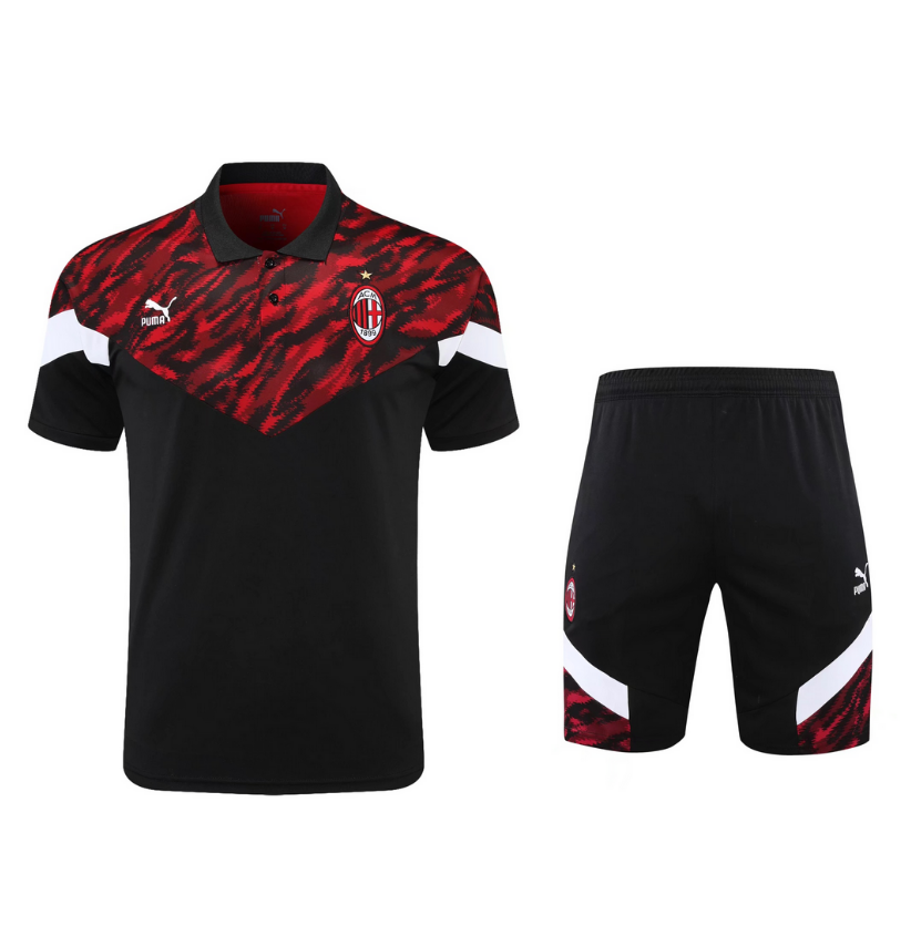 2021/22 AC Milan Black Polo Kits Shirt + Shorts