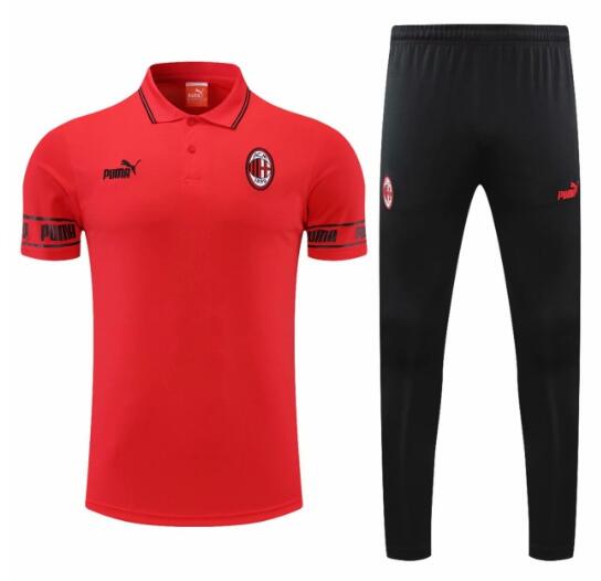 2021/22 AC Milan Red Polo Kits Shirt + Pants