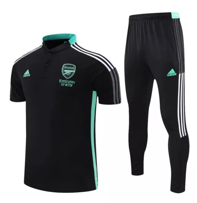 2021/22 Arsenal Black Polo Kits Shirt + Pants