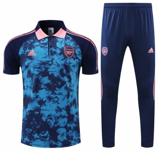 2021/22 Arsenal Navy Blue Polo Kits Shirt + Pants