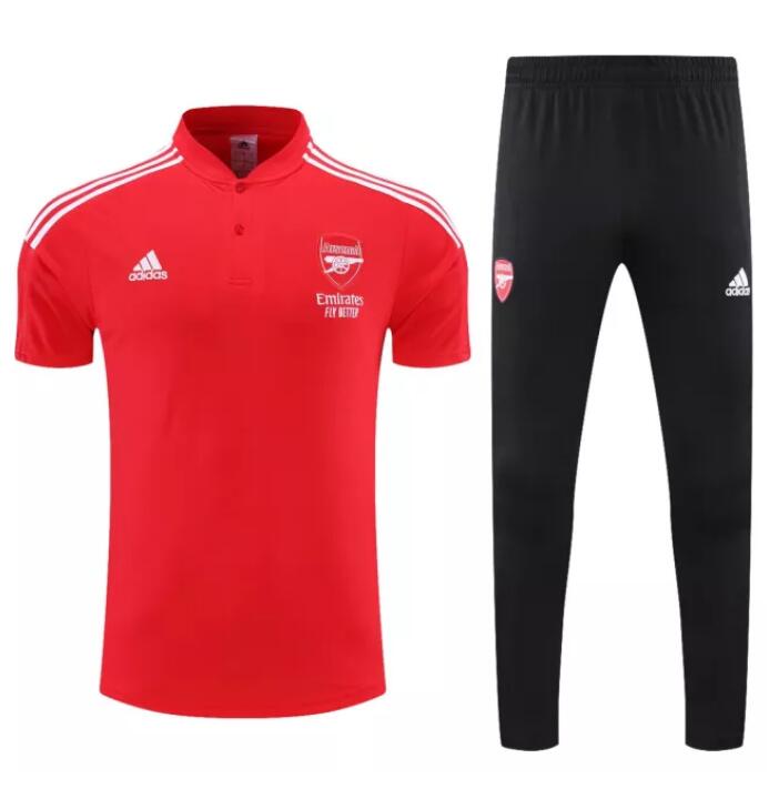 2021/22 Arsenal Red Polo Kits Shirt + Pants