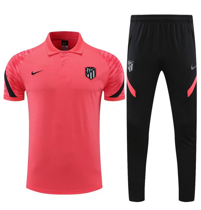 2021/22 Atletico Madrid Pink Polo Kits Shirt with Pants