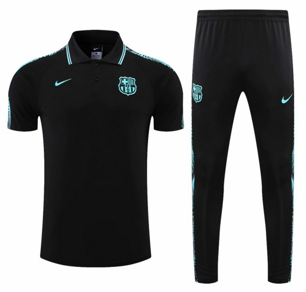 2021/22 Barcelona Black Polo Kits Shirt + Pants