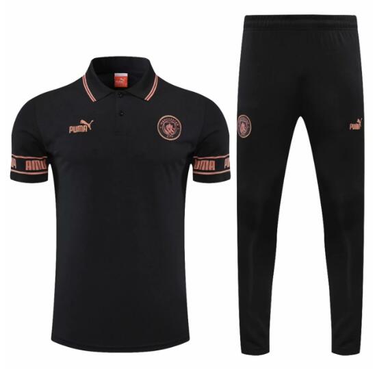 2021/22 Manchester City Black Polo Kits Shirt + Pants