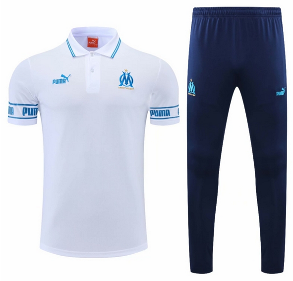 2021/22 Marseille White Polo Kits Shirt + Pants