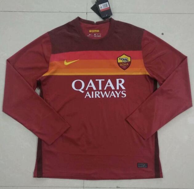 AS Roma Long Sleeve Home Kit Soccer Jersey 2020/21