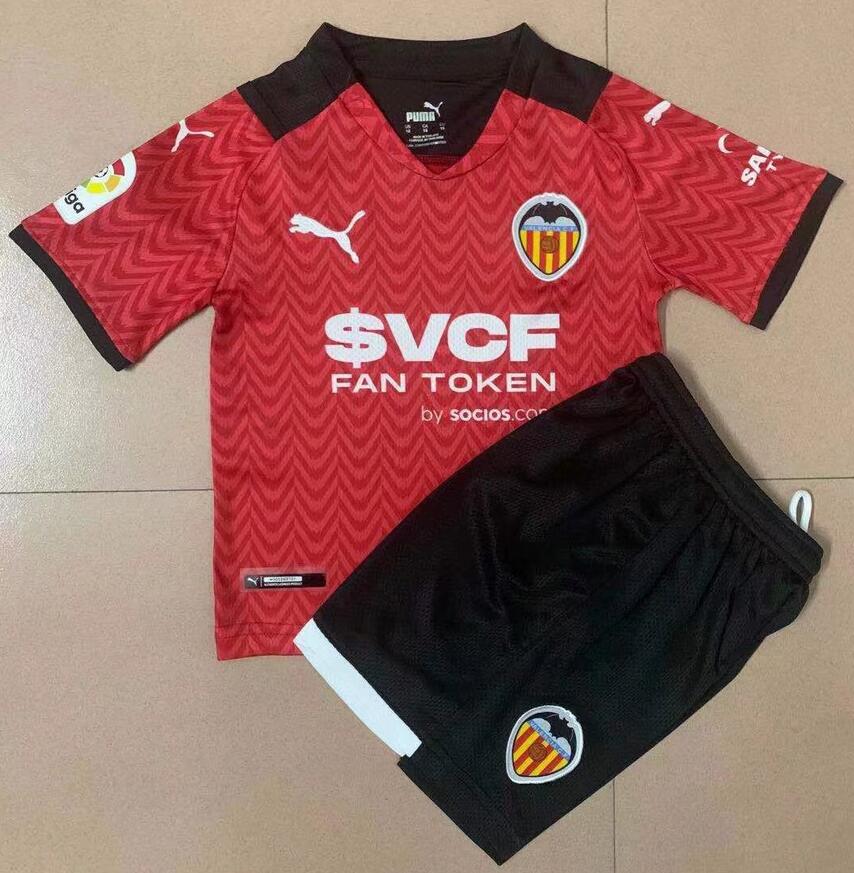 Kids Valencia 2021/22 Away Soccer Kits Shirt With Shorts