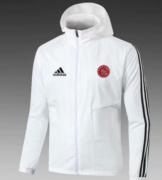 Ajax White Windbreaker Hoodie Jacket 2020/21