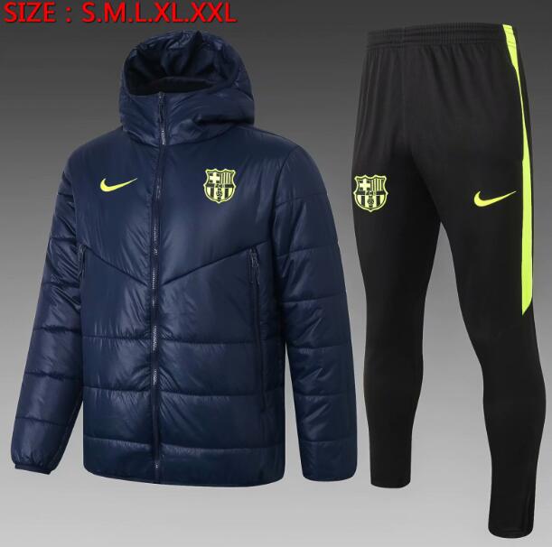 Barcelona Navy Cotton Warn Coat Kits with Pants 2020/21