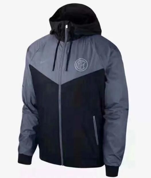 Inter Milan Grey Black Windbreaker Jacket 2020/21