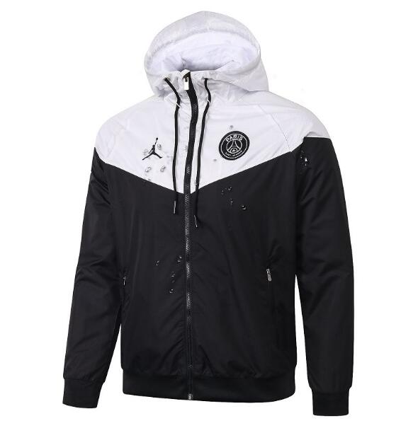 PSG Jordan Black White Windbreaker Jacket 2020/21