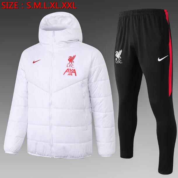 Liverpool White Cotton Warn Coat Kits 2020/21