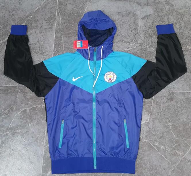 Manchester City Blue Hoodie Windbreaker Jacket 2020/21