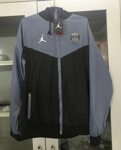 PSG Grey Black Windbreaker Jacket 2020/21