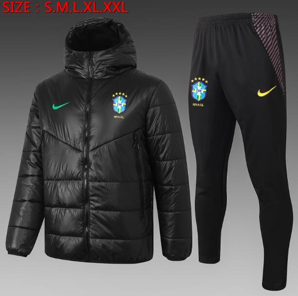 2020 Brazil Black Cotton Warn Coat Kits