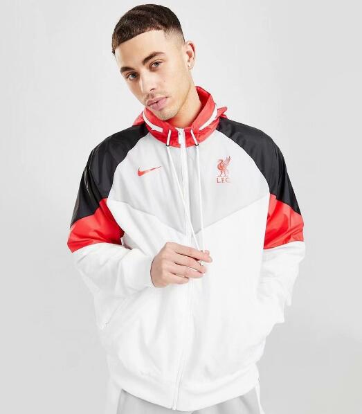 2021/22 Liverpool White Windbreaker Hoodie Jacket