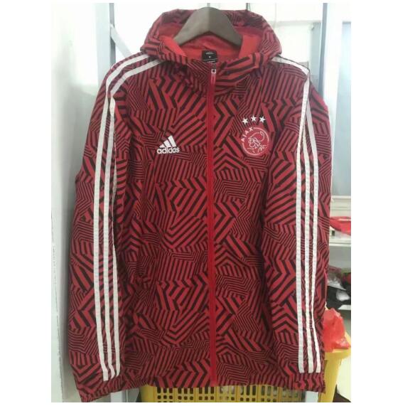 2021/22 Ajax Black Red Windbreaker Hoodie Jacket