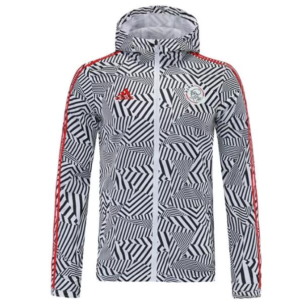 2021/22 Ajax Black White Windbreaker Hoodie Jacket